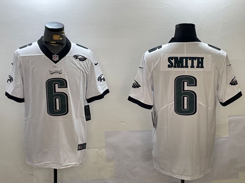 Men Philadelphia Eagles #6 Smith White Second generation 2024 Nike Limited NFL Jersey style 2